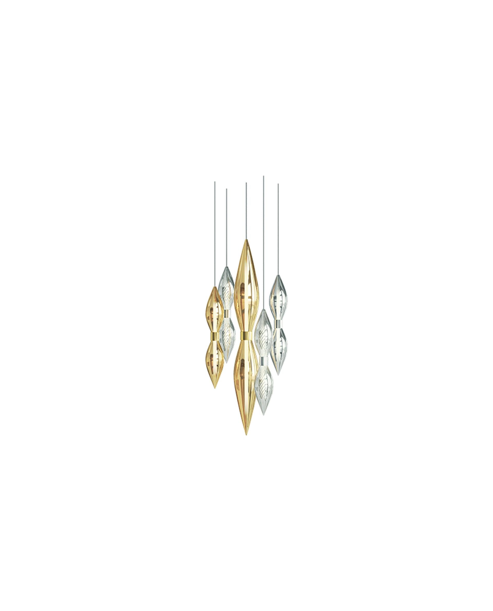 Opera High Ceiling Linear Chandelier material and finish detail