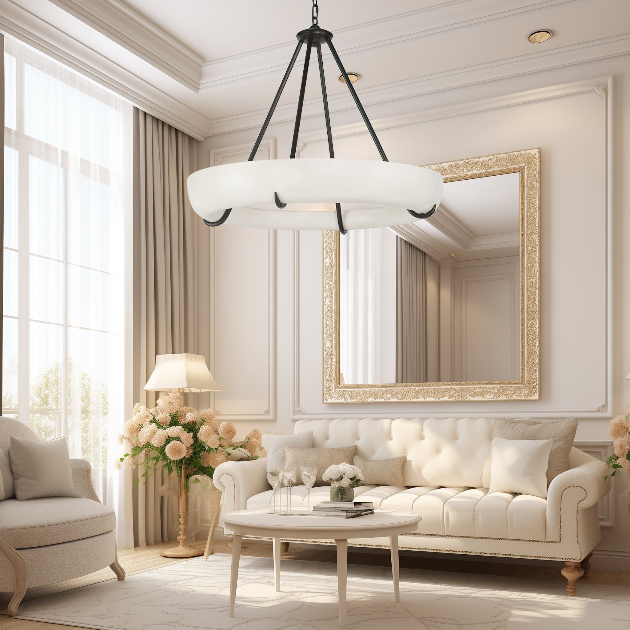 Modern Orion Alabaster Chandelier detail view