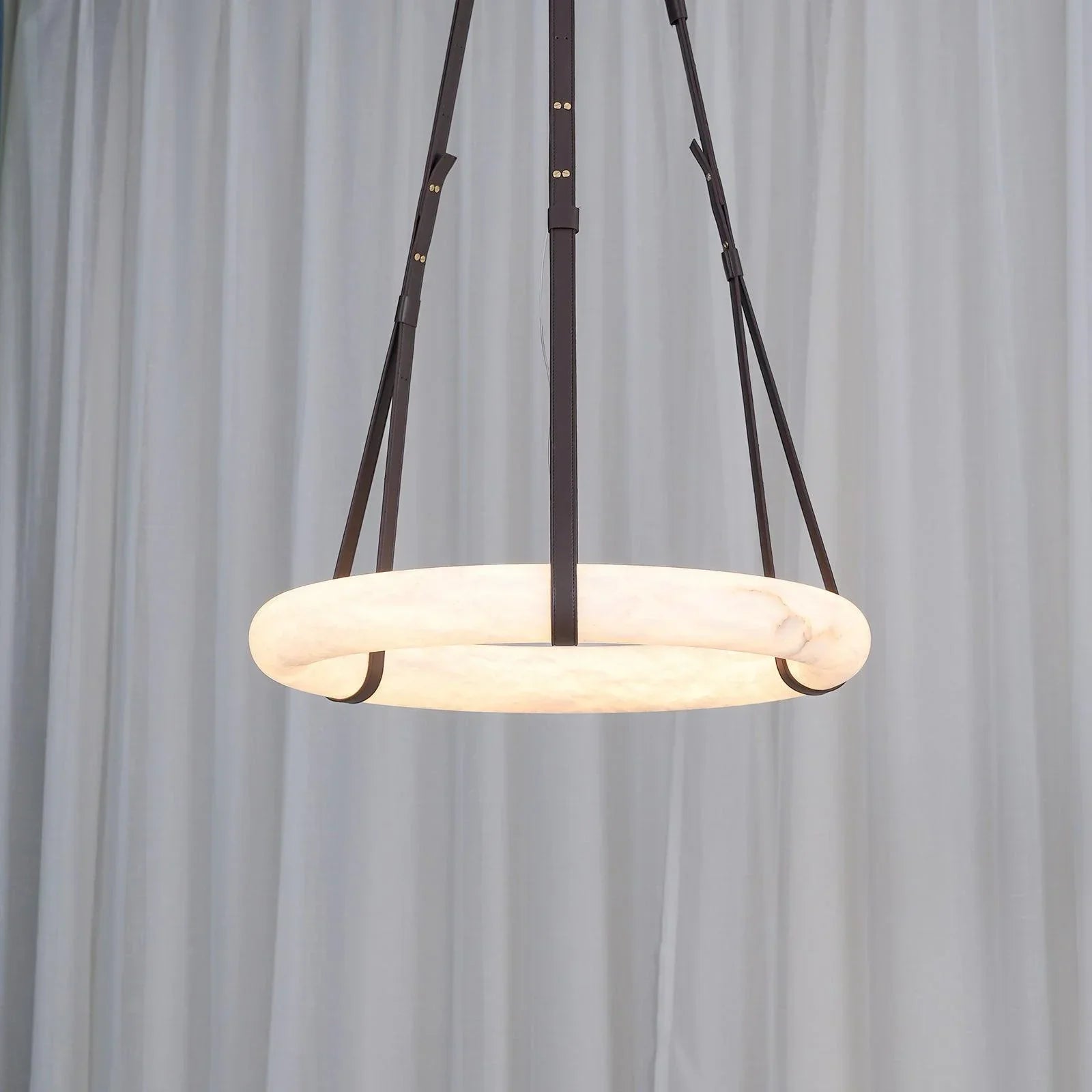 Modern Round Alabaster Chandelier for Living Room/Bedroom by Bling Lighting Studio