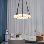 Modern Round Alabaster Chandelier for Living Room/Bedroom by Bling Lighting Studio