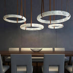 Modern Round Alabaster Chandelier for Living Room/Bedroom by Bling Lighting Studio
