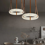 Modern Round Alabaster Chandelier for Living Room/Bedroom by Bling Lighting Studio