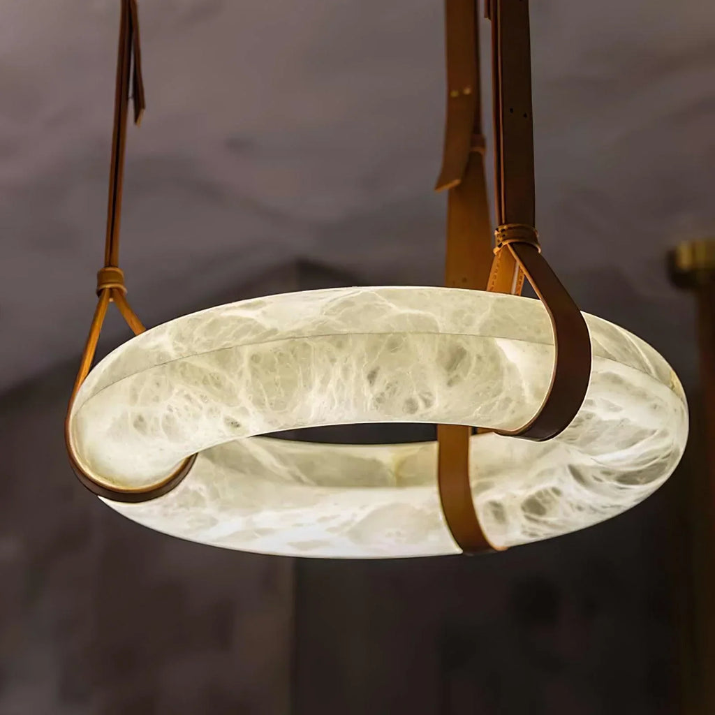 Modern Round Alabaster Chandelier for Living Room/Bedroom by Bling Lighting Studio