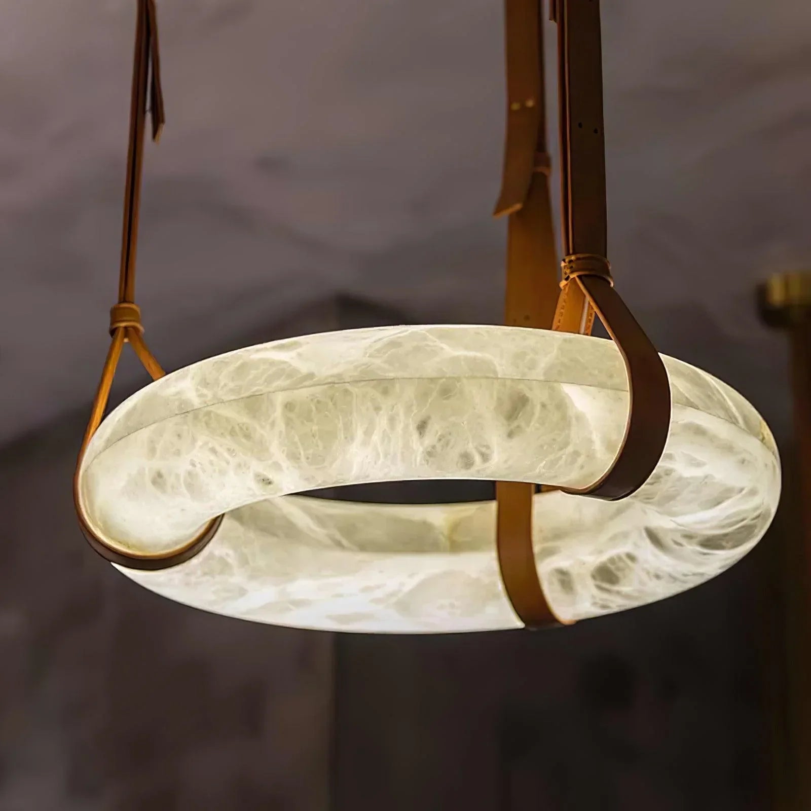Modern Round Alabaster Chandelier for Living Room/Bedroom by Bling Lighting Studio