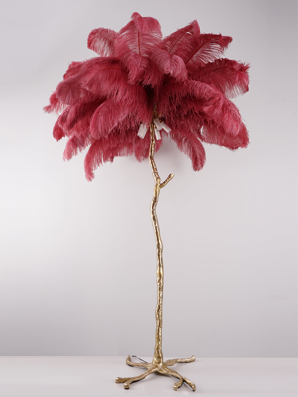 Ostrich Feather Brass Floor Lamp by Bling Lighting Studio
