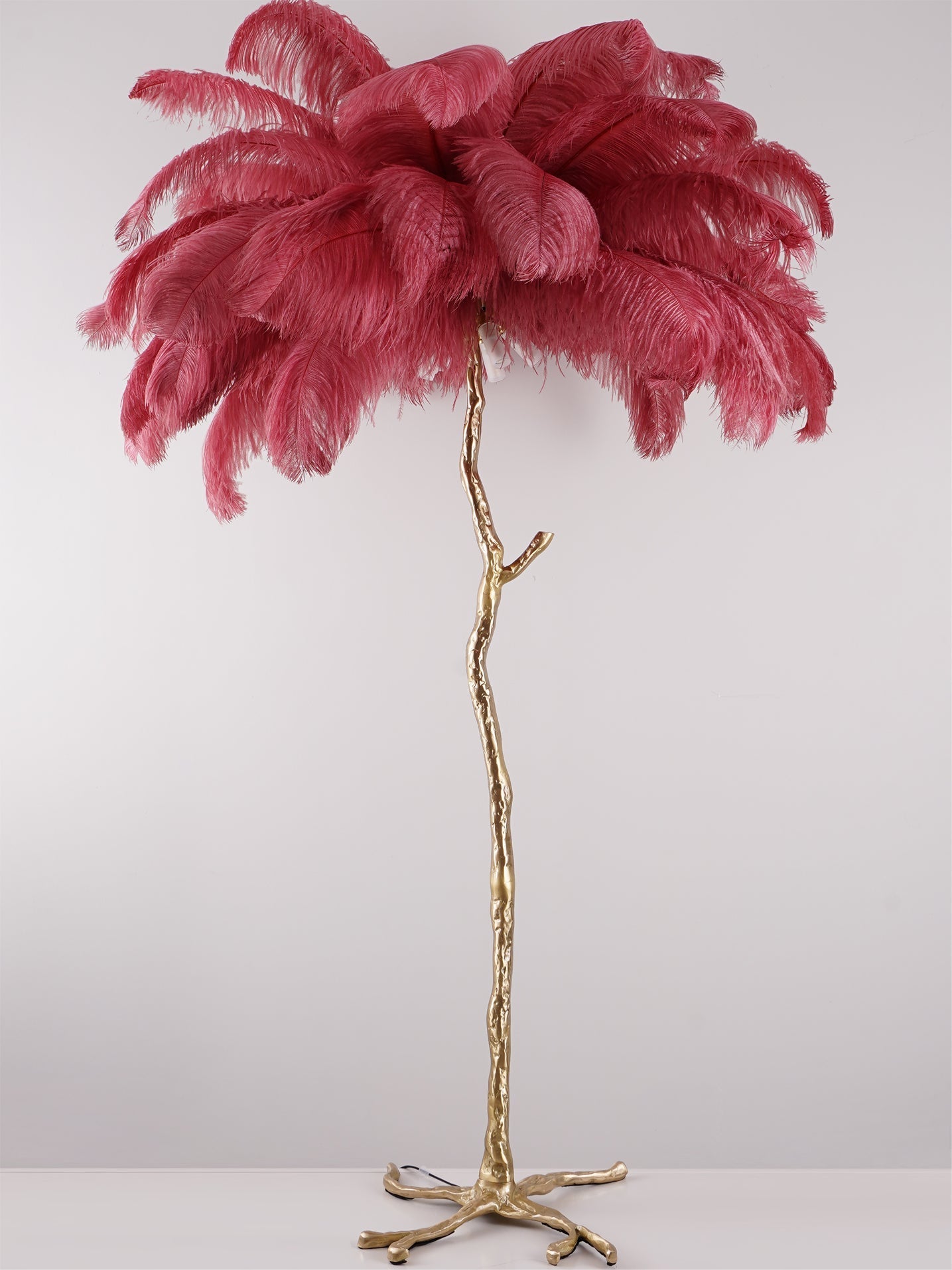 Ostrich Feather Brass Floor Lamp by Bling Lighting Studio