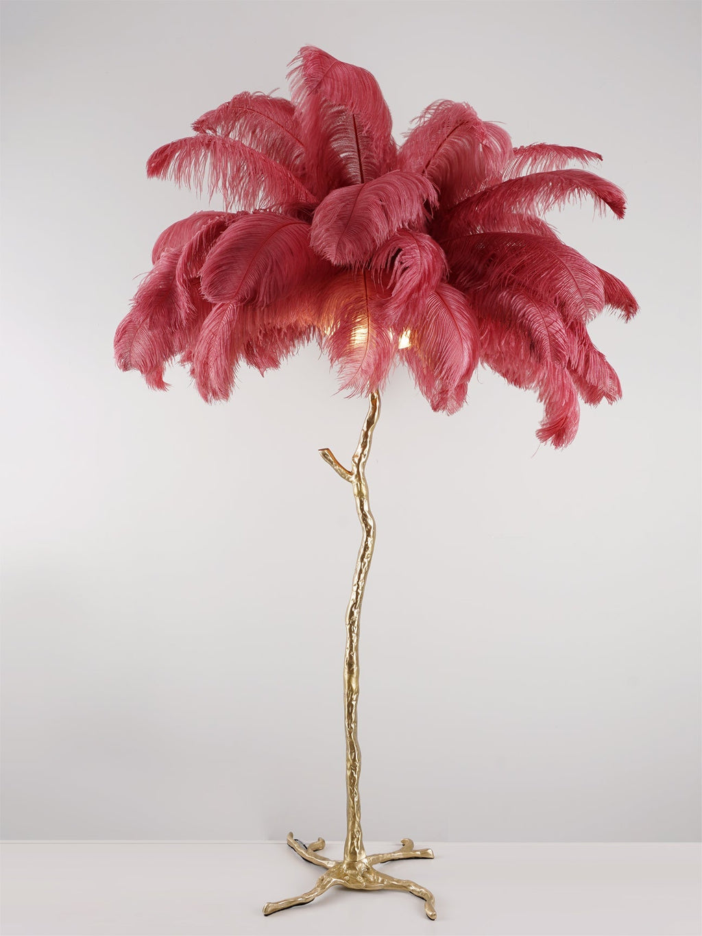 Ostrich Feather Brass Floor Lamp by Bling Lighting Studio