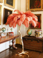 Ostrich Feather Brass Floor Lamp by Bling Lighting Studio