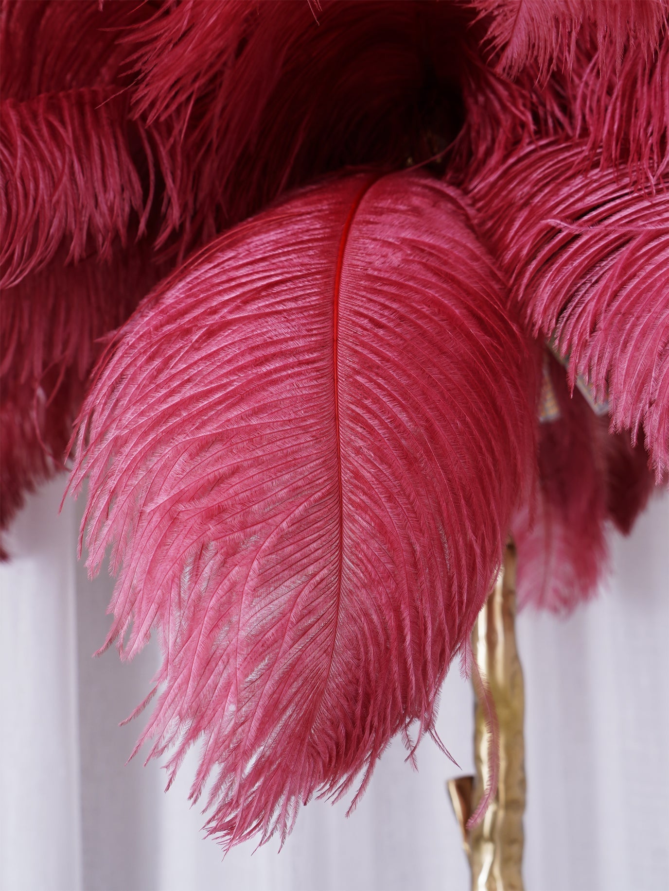 Ostrich Feather Brass Floor Lamp by Bling Lighting Studio