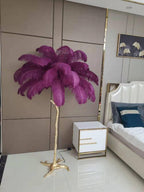 Ostrich Feather Brass Floor Lamp by Bling Lighting Studio