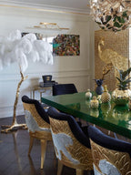Ostrich Feather Brass Floor Lamp by Bling Lighting Studio