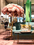 Ostrich Feather Brass Floor Lamp by Bling Lighting Studio