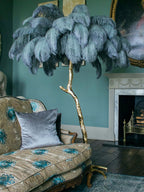 Ostrich Feather Brass Floor Lamp by Bling Lighting Studio
