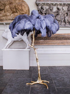 Ostrich Feather Brass Floor Lamp by Bling Lighting Studio