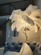Ostrich Feather Brass Floor Lamp by Bling Lighting Studio