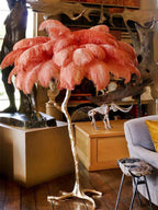 Ostrich Feather Brass Floor Lamp by Bling Lighting Studio
