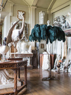 Ostrich Feather Brass Floor Lamp by Bling Lighting Studio