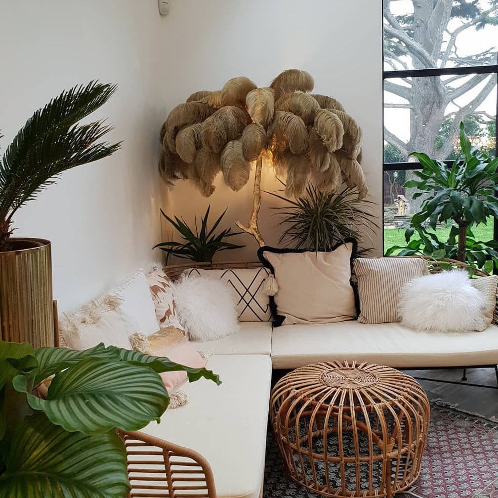 Ostrich Feather Brass Floor Lamp by Bling Lighting Studio