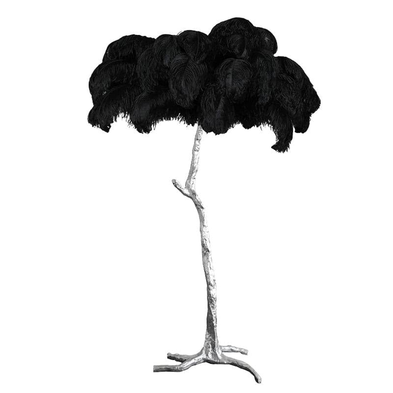 Ostrich Feather Brass Floor Lamp by Bling Lighting Studio