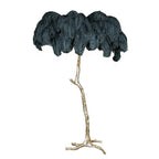 Ostrich Feather Brass Floor Lamp by Bling Lighting Studio