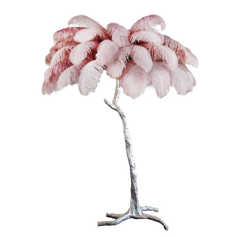 Ostrich Feather Brass Floor Lamp by Bling Lighting Studio