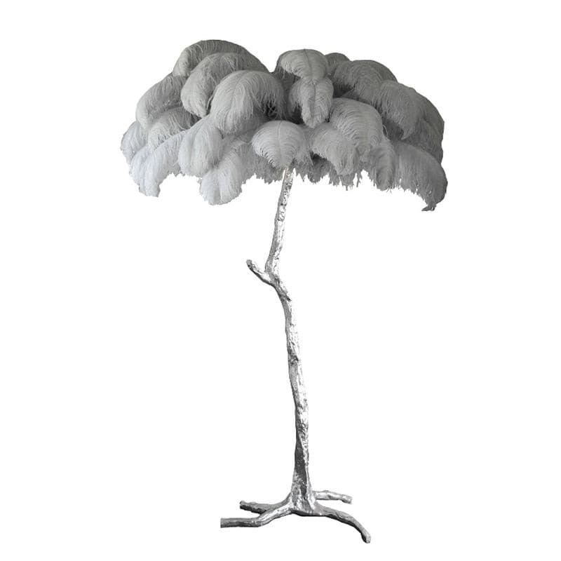 Ostrich Feather Brass Floor Lamp by Bling Lighting Studio