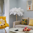 Ostrich Feather Brass Floor Lamp by Bling Lighting Studio