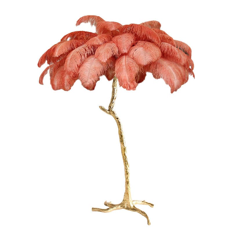 Ostrich Feather Brass Floor Lamp by Bling Lighting Studio