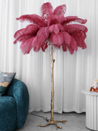 Ostrich Feather Brass Floor Lamp by Bling Lighting Studio