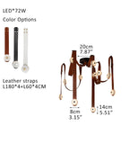 LED Mini SNAPS Module Ceiling Alabaster Pendant Light with Brown Leather Straps