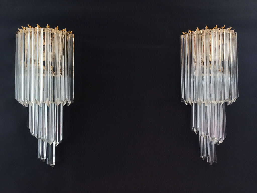 Murano Wall Lamp | 16 Clear Prism Glass | Set of 2