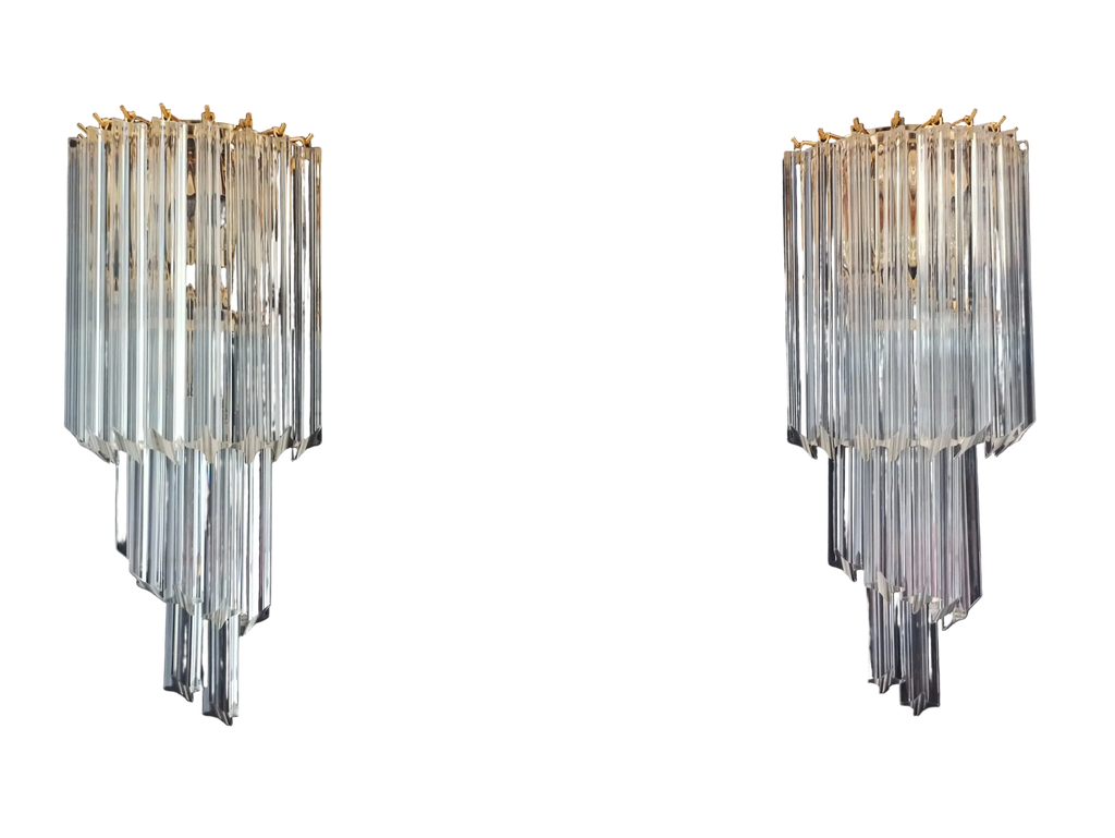 Murano Wall Lamp | 16 Clear Prism Glass | Set of 2