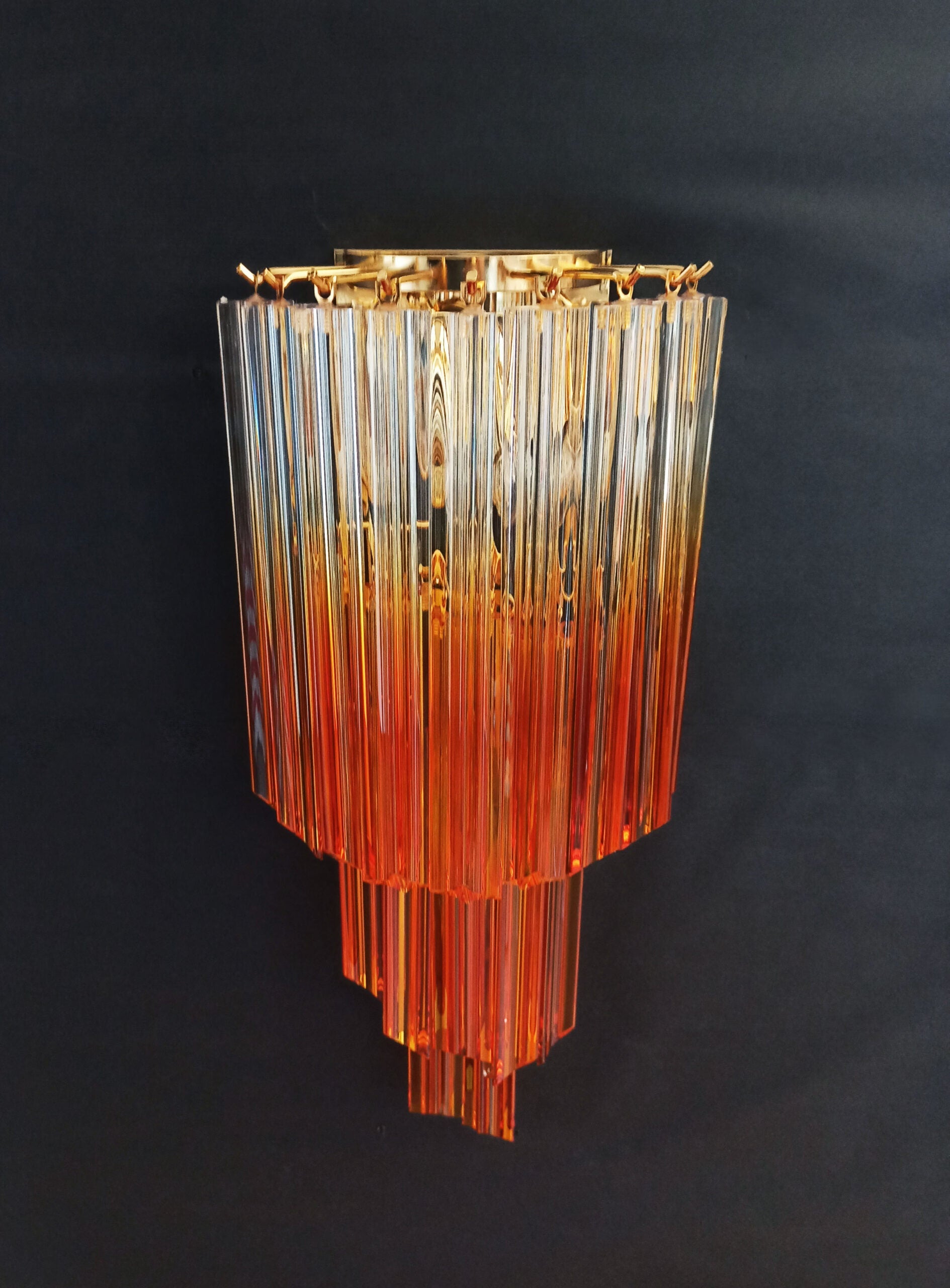 Murano Wall Lamp | 32 Clear Caramel Prism Glass | Set of 2