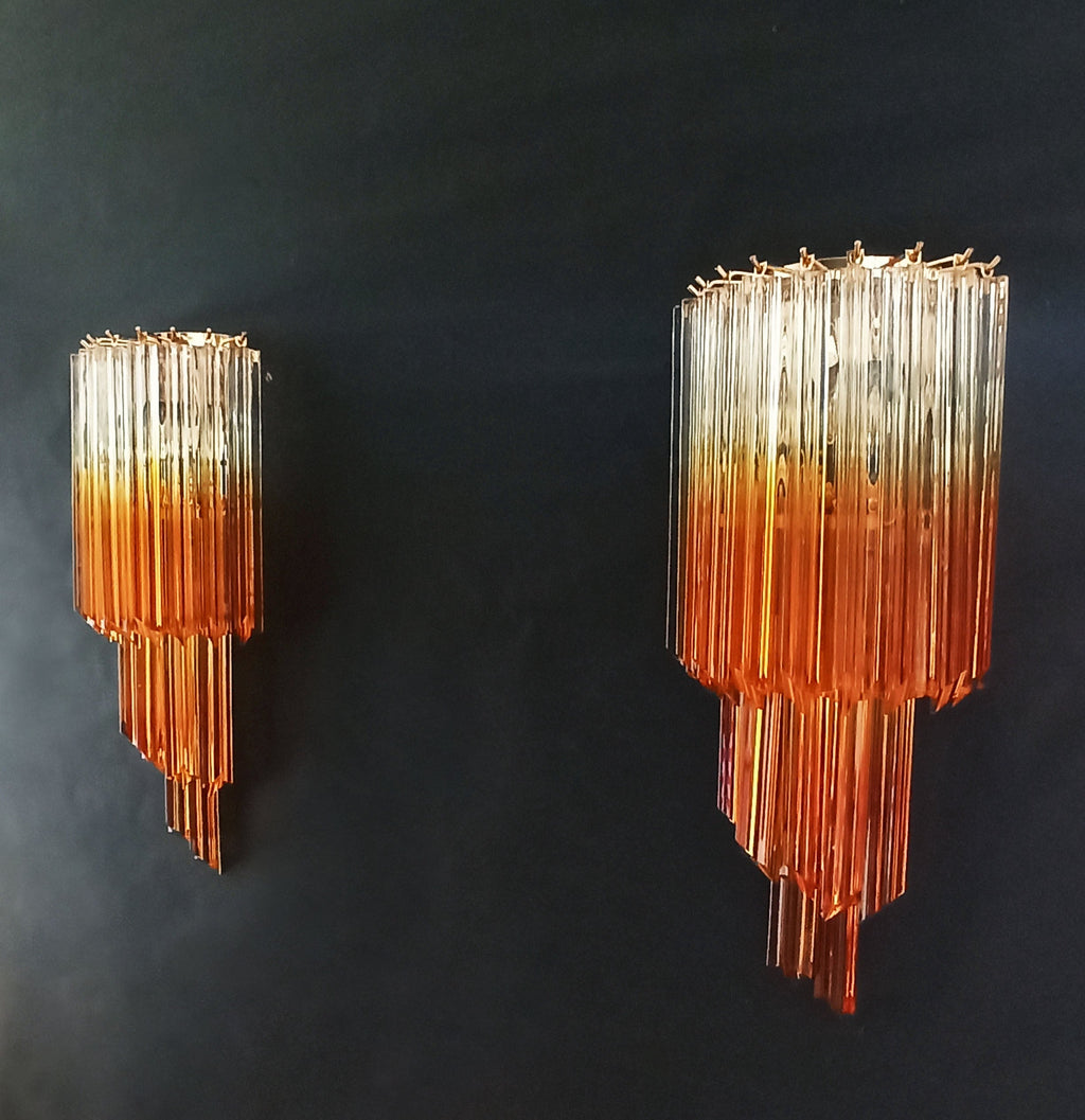 Murano Wall Lamp | 32 Clear Caramel Prism Glass | Set of 2