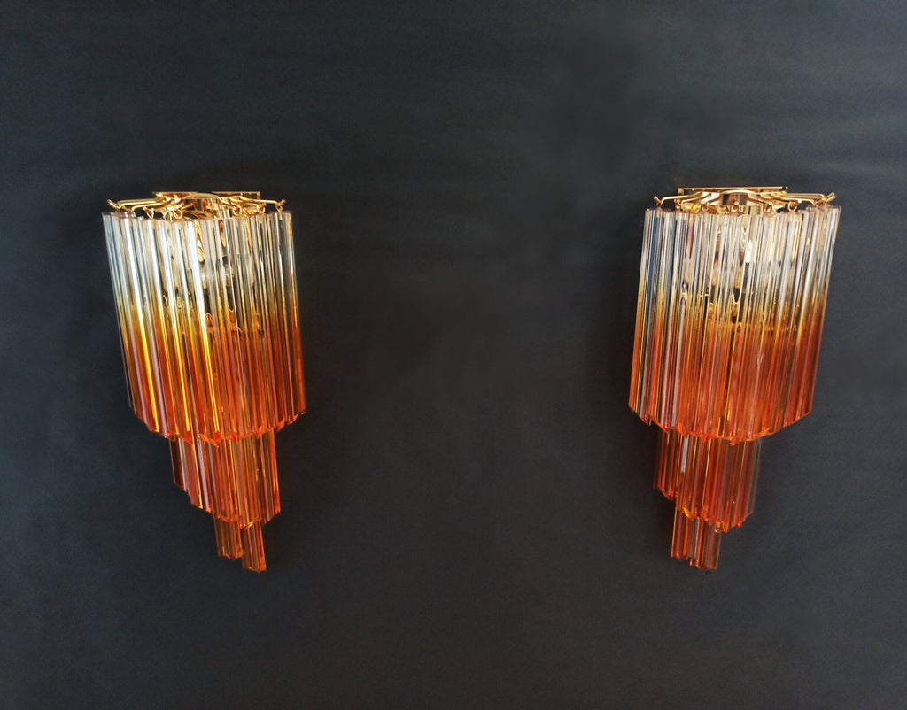 Murano Wall Lamp | 32 Clear Caramel Prism Glass | Set of 2