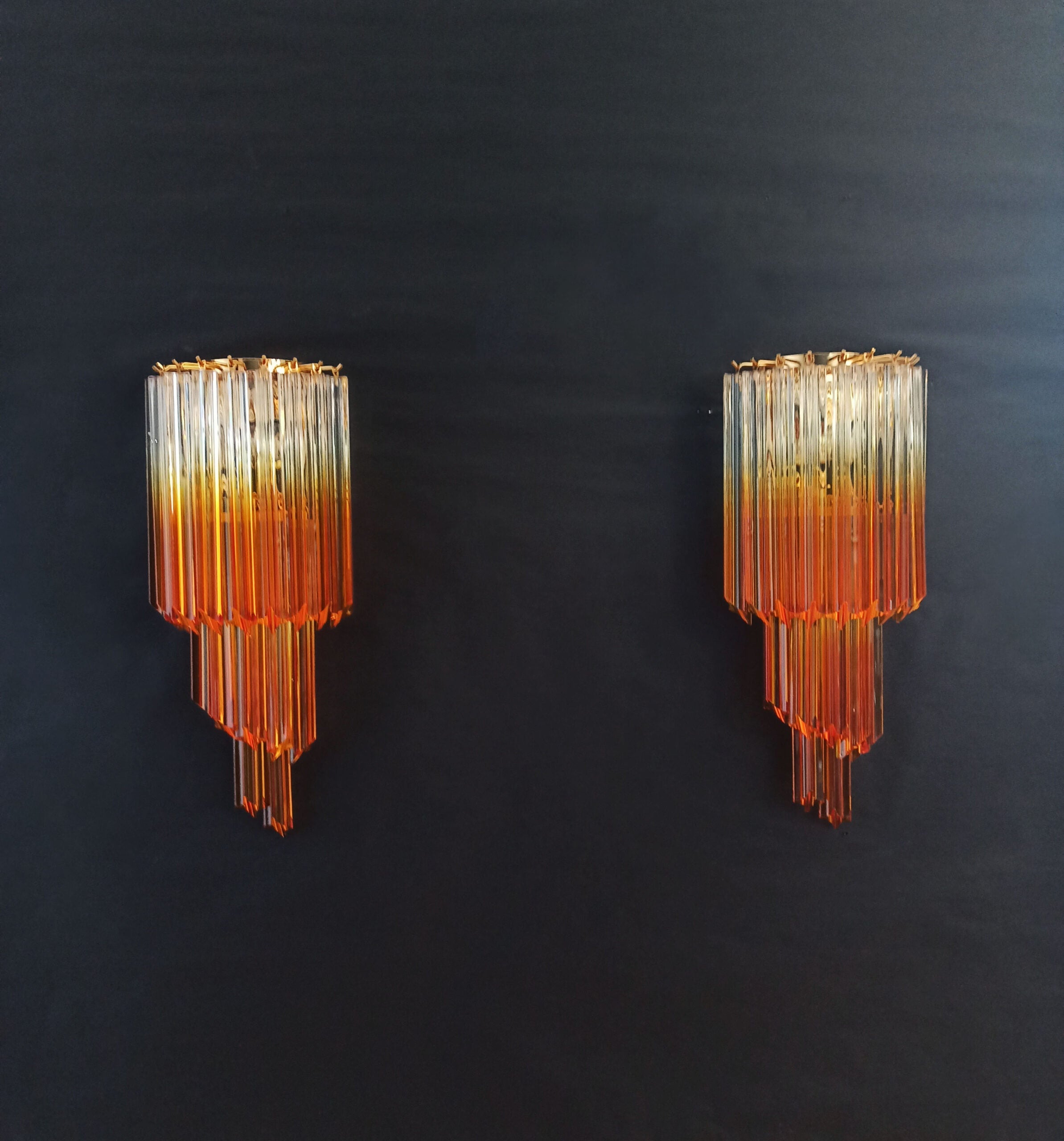 Murano Wall Lamp | 32 Clear Caramel Prism Glass | Set of 2