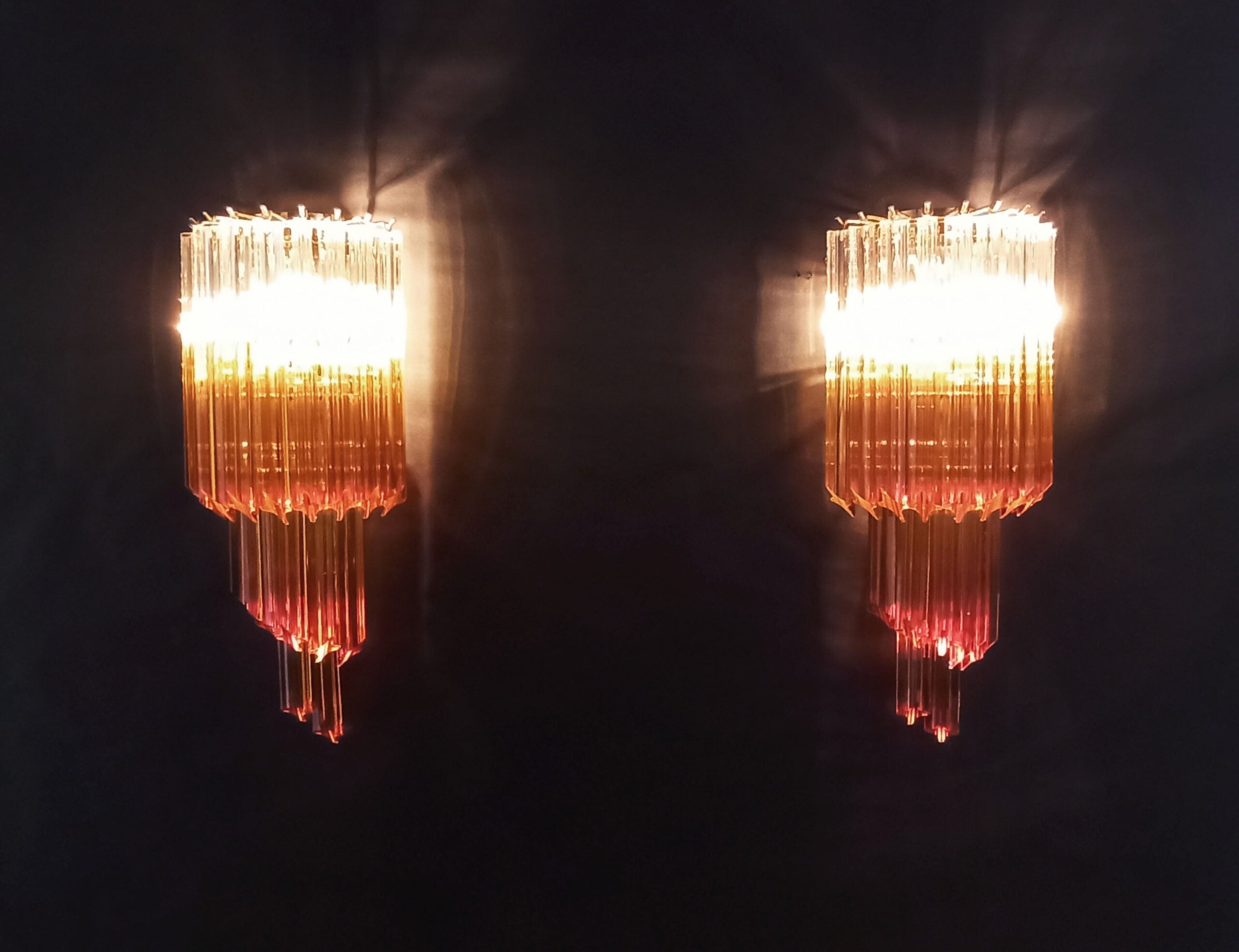 Murano Wall Lamp | 32 Clear Caramel Prism Glass | Set of 2