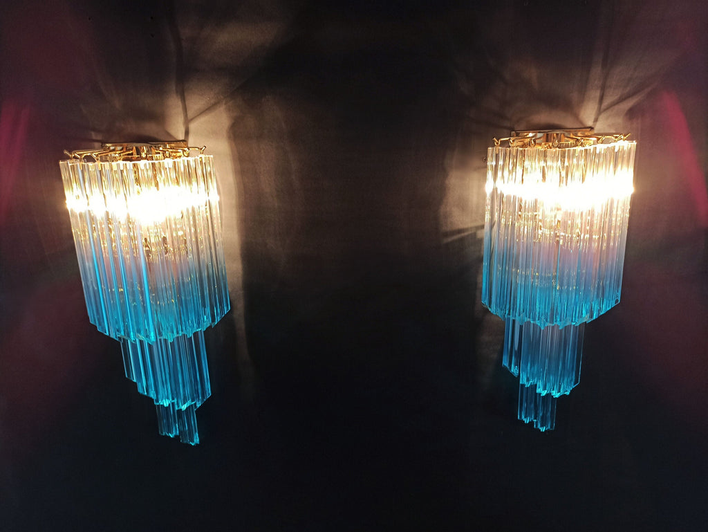 Murano Wall Lamp | 32 Clear Blue Prism Glass | Set of 2