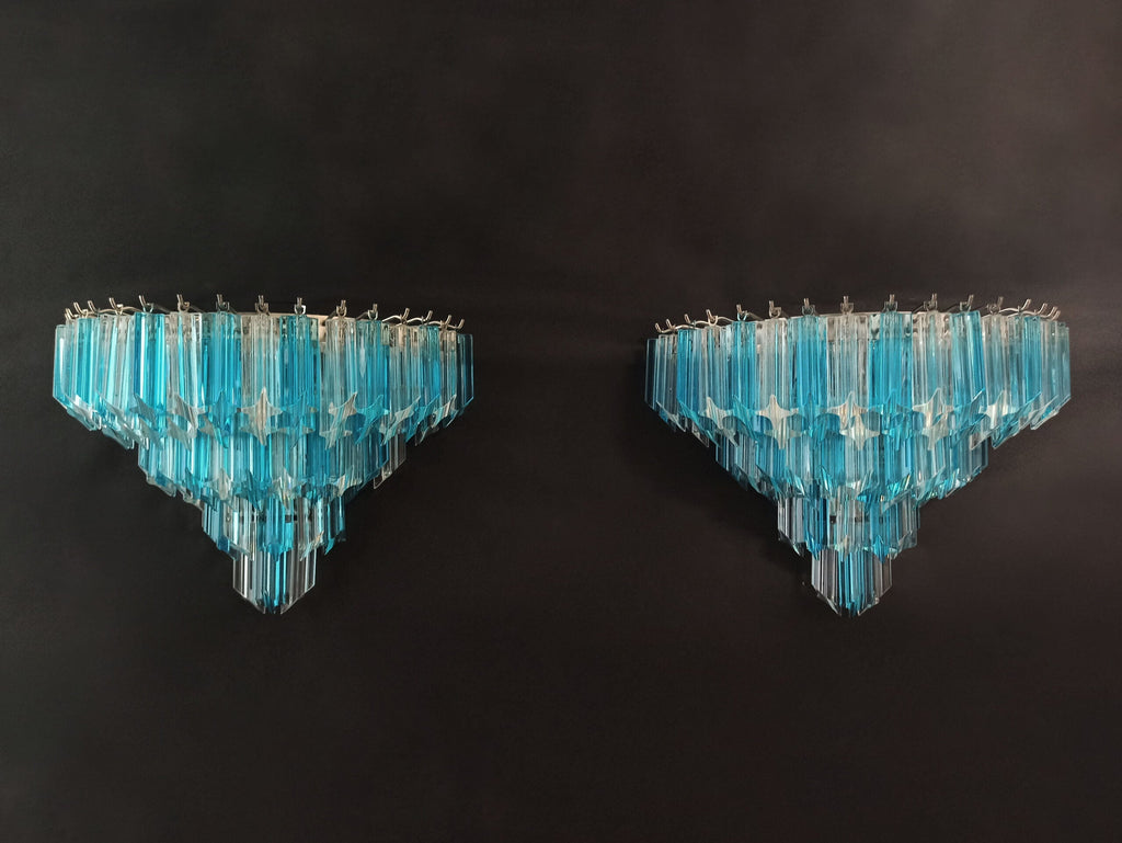 Murano Wall Lamp | 63 Clear Blue Prism Glass | Set of 2