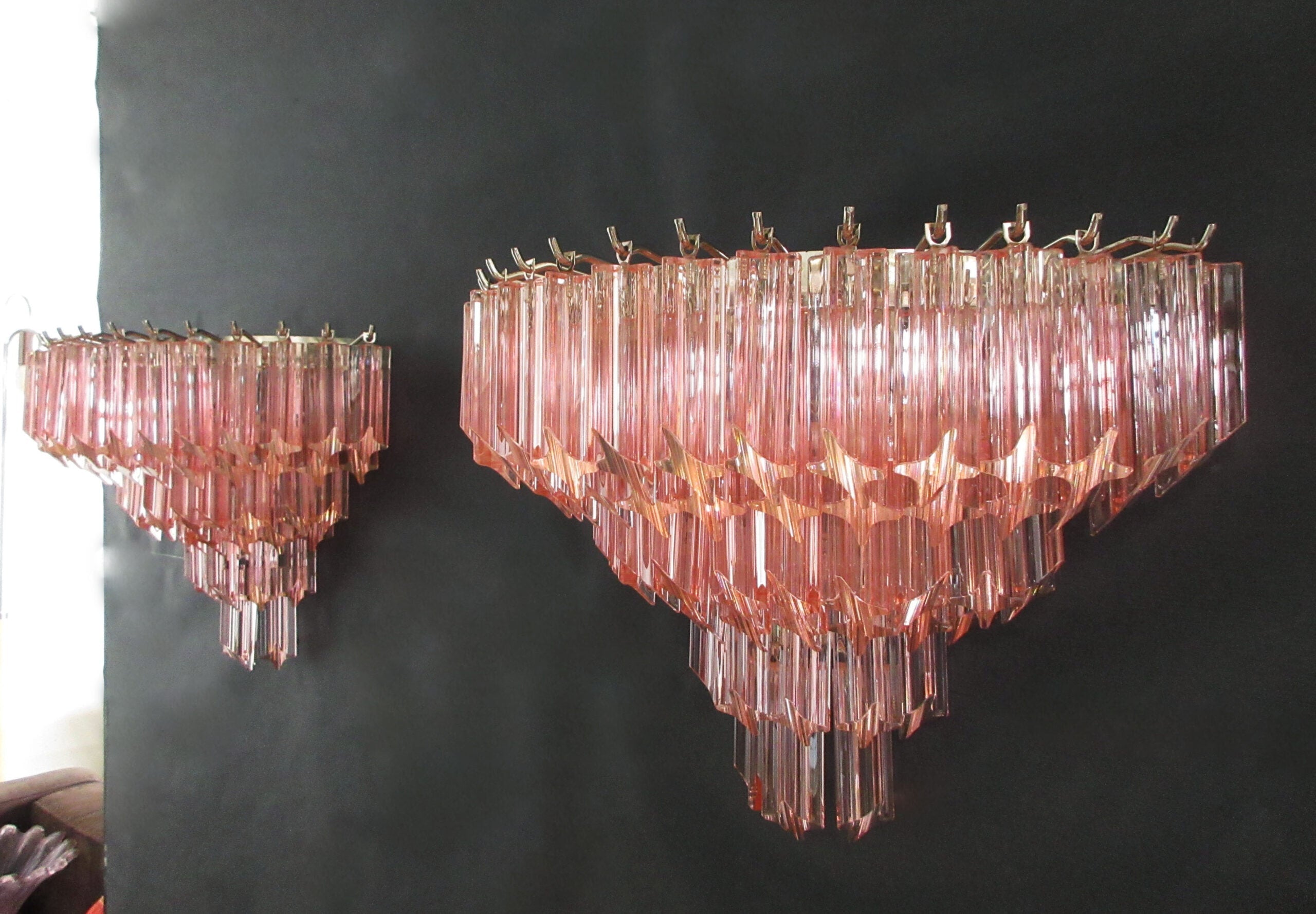 Murano Wall Lamp | 63 Pink Prism Glass | Set of 2