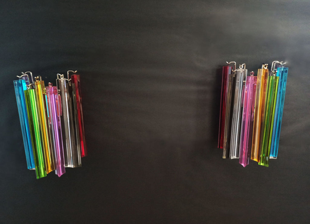 Murano Wall Lamp | 9 Multicolour Prism Glass | Set of 2