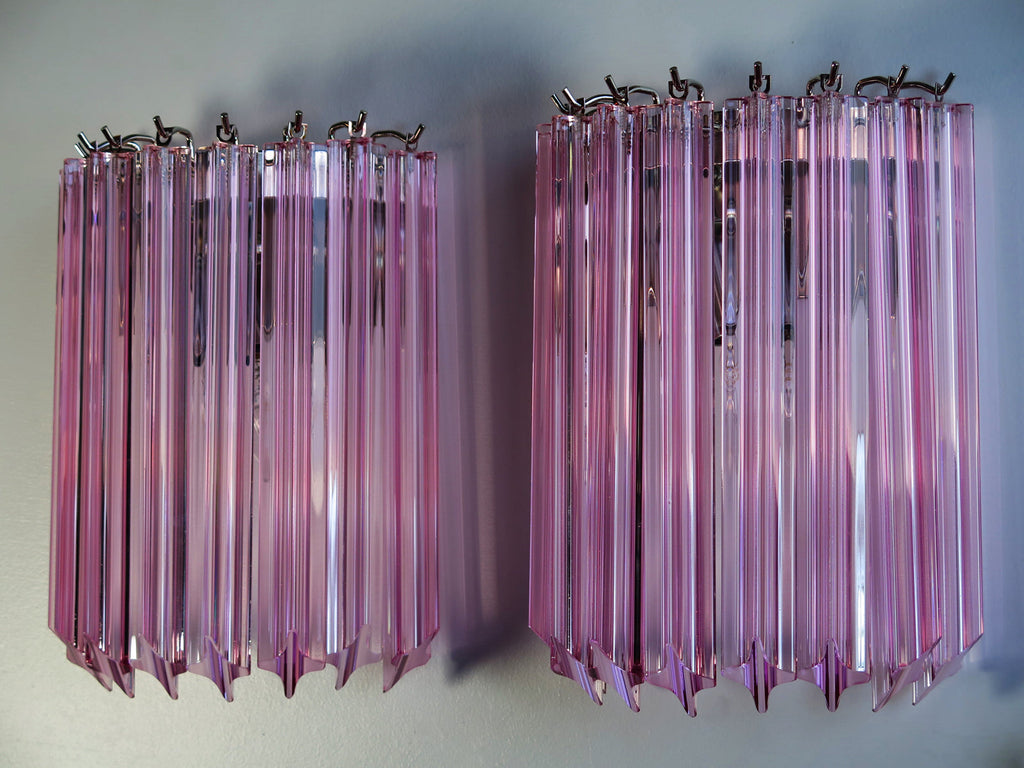 Murano Wall Lamp | 9 Pink Prism Glass | Set of 2