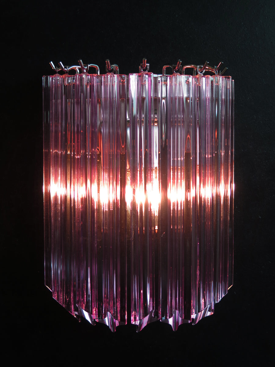 Murano Wall Lamp | 9 Pink Prism Glass | Set of 2