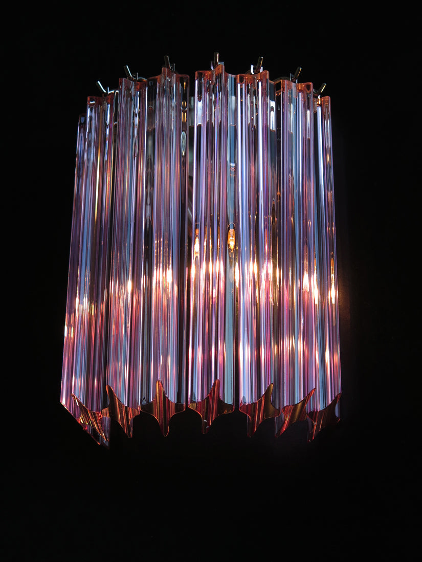 Murano Wall Lamp | 9 Pink Prism Glass | Set of 2