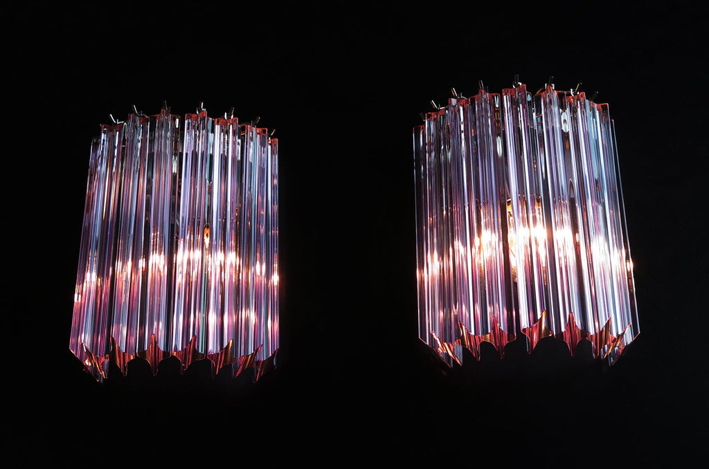 Murano Wall Lamp | 9 Pink Prism Glass | Set of 2
