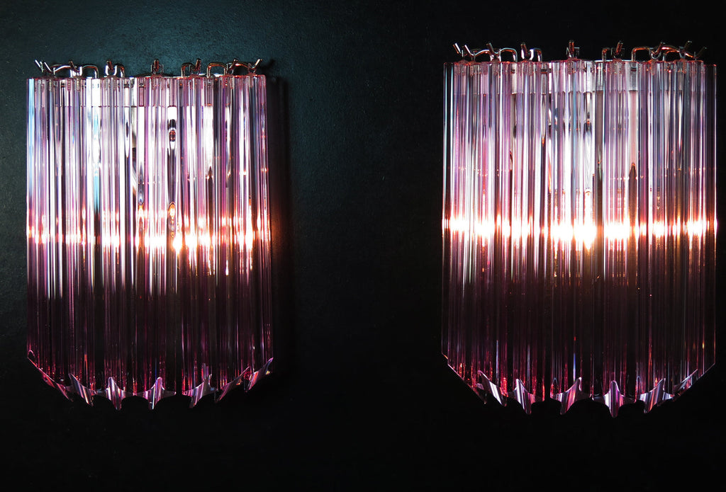 Murano Wall Lamp | 9 Pink Prism Glass | Set of 2