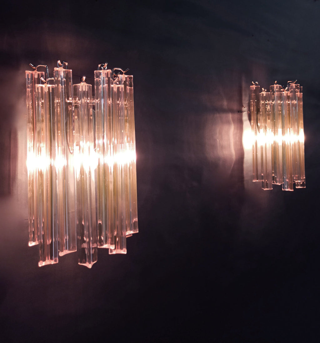 Murano Wall Lamp | 9 Pink Prism Glass | Set of 2