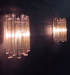 Murano Wall Lamp | 9 Pink Prism Glass | Set of 2