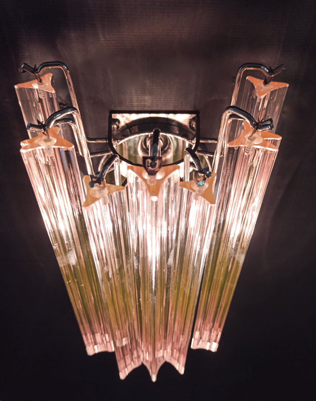 Murano Wall Lamp | 9 Pink Prism Glass | Set of 2
