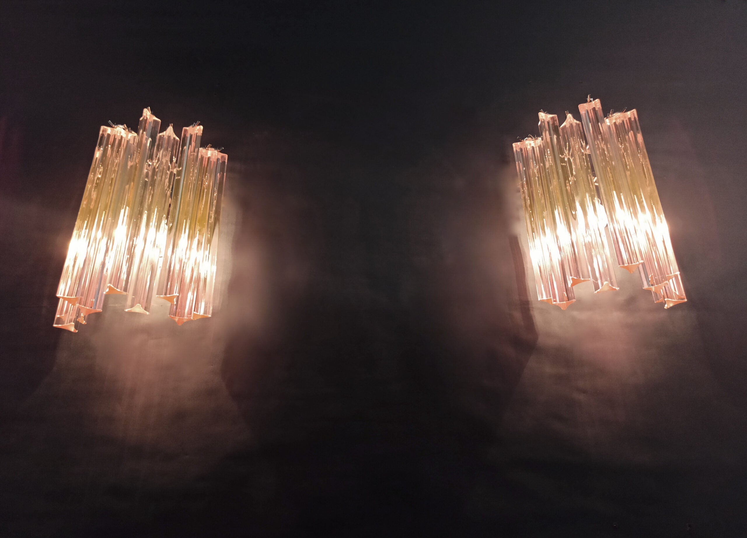 Murano Wall Lamp | 9 Pink Prism Glass | Set of 2